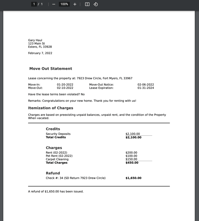 Sample Statement